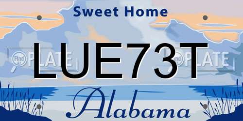 LUE73T Alabama License Plate