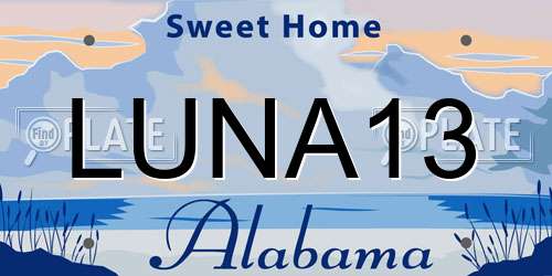 LUNA13 Alabama License Plate