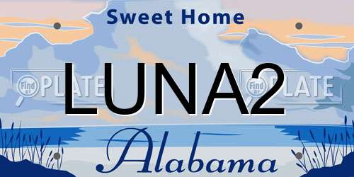 LUNA2 Alabama License Plate