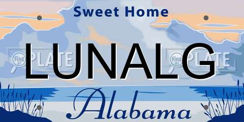 LUNALG Alabama License Plate