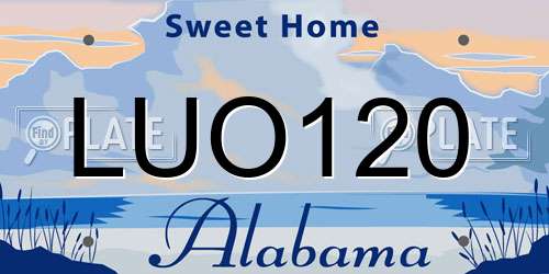 LUO120 Alabama License Plate