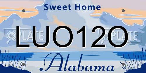 LUO12O Alabama License Plate