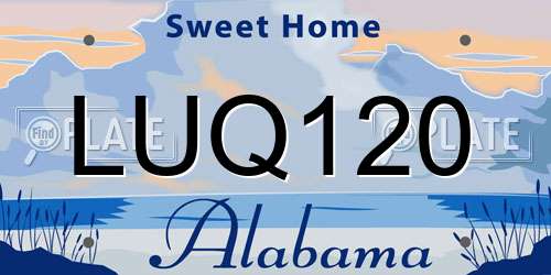 LUQ120 Alabama License Plate