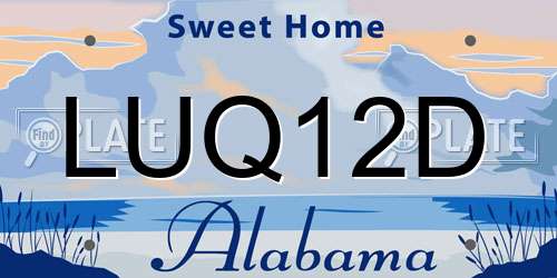 LUQ12D Alabama License Plate
