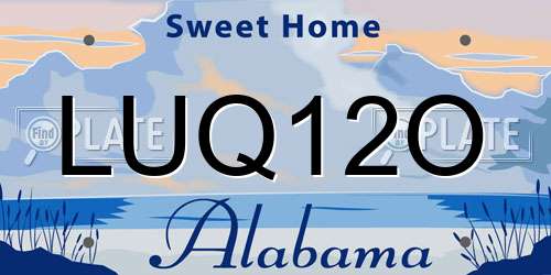 LUQ12O Alabama License Plate