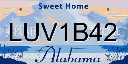 LUV1B42 Alabama License Plate