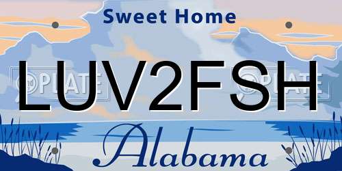 LUV2FSH Alabama License Plate