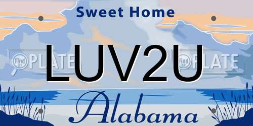 LUV2U Alabama License Plate