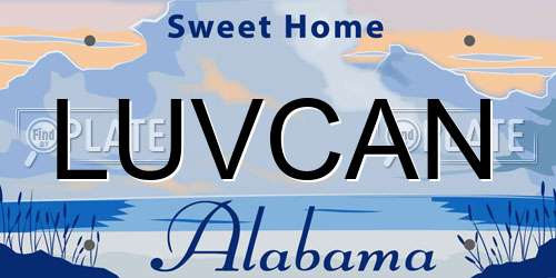 LUVCAN Alabama License Plate