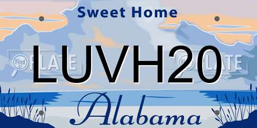 LUVH20 Alabama License Plate
