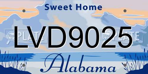 LVD9025 Alabama License Plate
