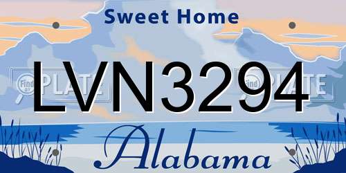 LVN3294 Alabama License Plate