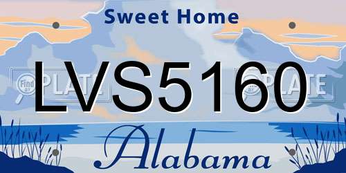 LVS5160 Alabama License Plate