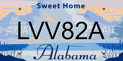 LVV82A Alabama License Plate