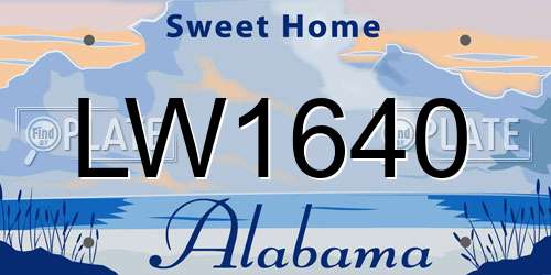 LW1640 Alabama License Plate