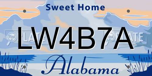 LW4B7A Alabama License Plate