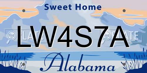 LW4S7A Alabama License Plate