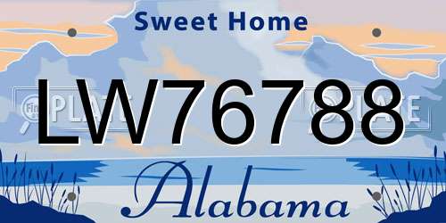 LW76788 Alabama License Plate