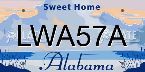 LWA57A Alabama License Plate