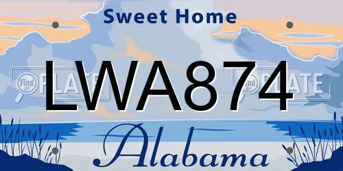 LWA874 Alabama License Plate