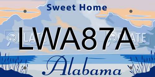 LWA87A Alabama License Plate