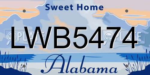 LWB5474 Alabama License Plate