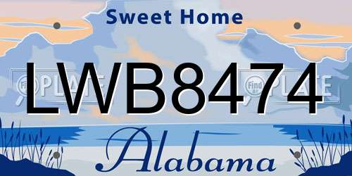 LWB8474 Alabama License Plate