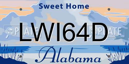 LWI64D Alabama License Plate