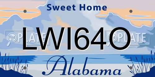 LWI64O Alabama License Plate
