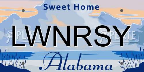 LWNRSY Alabama License Plate