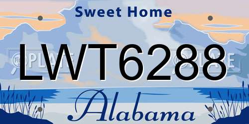 LWT6288 Alabama License Plate
