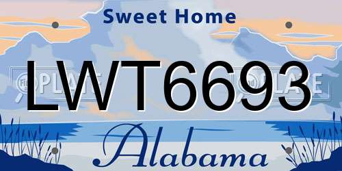 LWT6693 Alabama License Plate