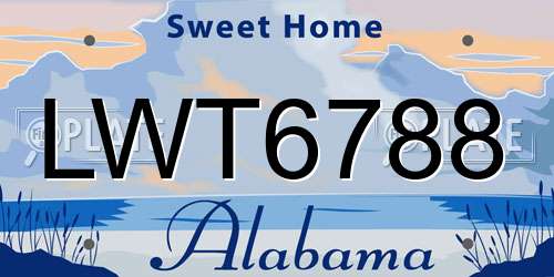 LWT6788 Alabama License Plate