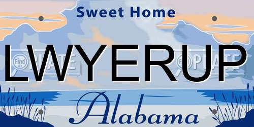 LWYERUP Alabama License Plate