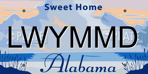 LWYMMD Alabama License Plate