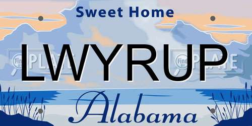 LWYRUP Alabama License Plate
