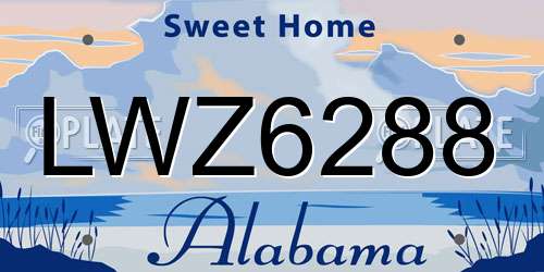 LWZ6288 Alabama License Plate