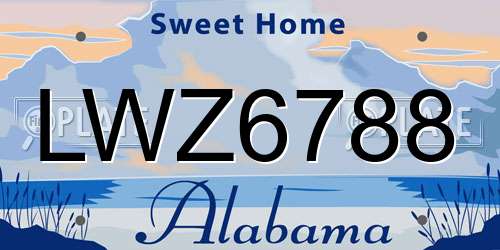 LWZ6788 Alabama License Plate