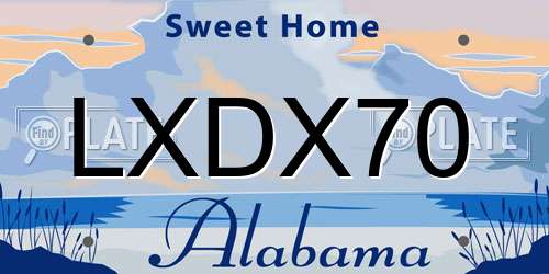 LXDX70 Alabama License Plate
