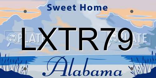 LXTR79 Alabama License Plate