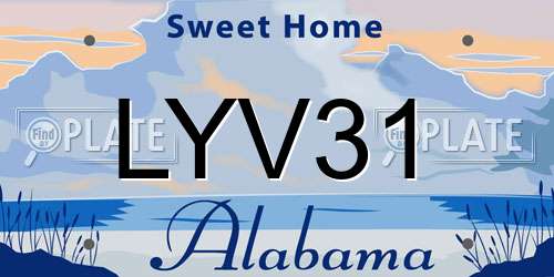 LYV31 Alabama License Plate