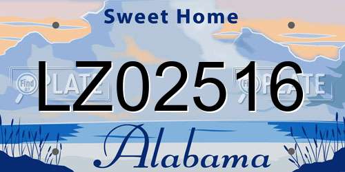 LZ02516 Alabama License Plate