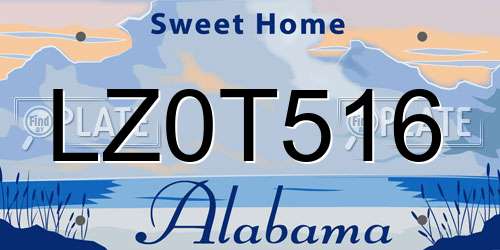 LZ0T516 Alabama License Plate