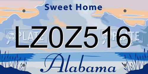 LZ0Z516 Alabama License Plate