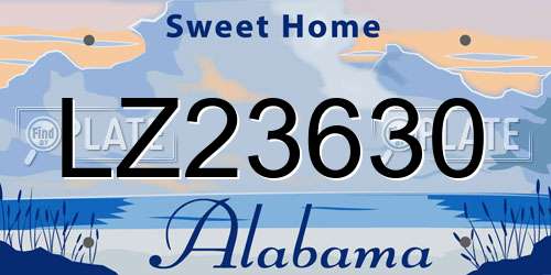 LZ23630 Alabama License Plate