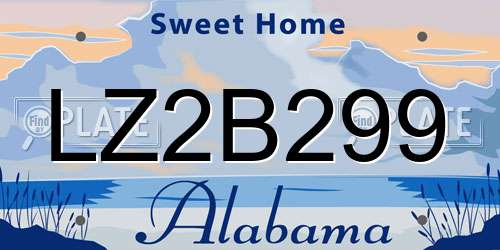 LZ2B299 Alabama License Plate