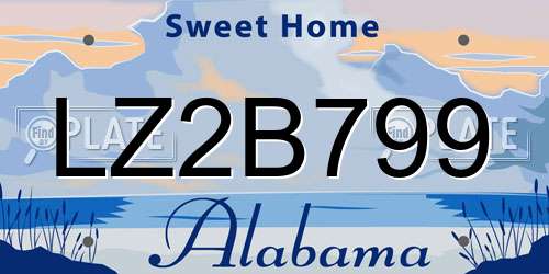 LZ2B799 Alabama License Plate