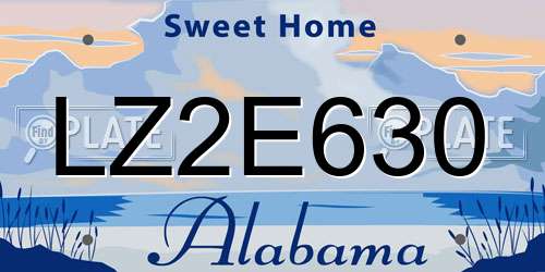 LZ2E630 Alabama License Plate