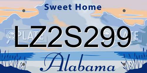 LZ2S299 Alabama License Plate