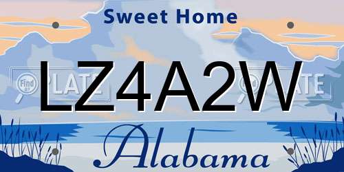 LZ4A2W Alabama License Plate